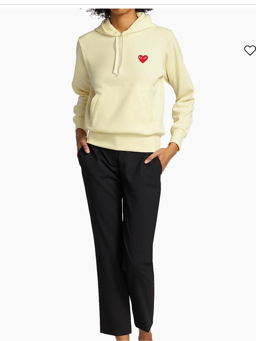 Comme des Garcons Cream Hoodie with Red Heart Logo